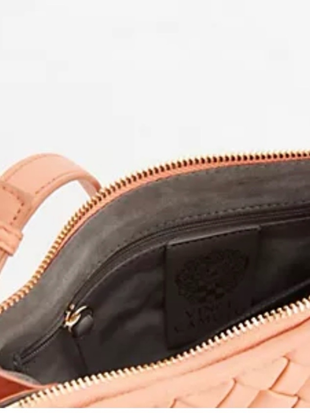 NEW VINCE CAMUTO WOVEN LEATHER CROSSBODY TOP ZIP w CHAIN ADYNA MELON w DUST BAG - Picture 8 of 16